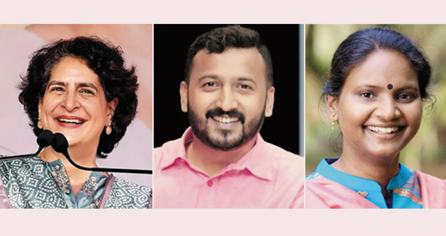 വ​യ​നാ​ട്ടി​ൽ പ്രി​യ​ങ്ക, പാലക്കാട്ട് രാഹുൽ, ചേലക്കരയിൽ രമ‍്യ